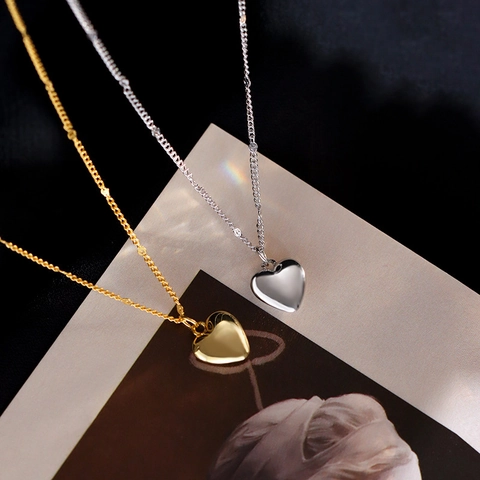 Minimalistische Kupfer Herz Anhänger Halskette Leichter Luxus Galvanisierte Schlüsselbeinkette Süße Herzform Vielseitiger Schmuck