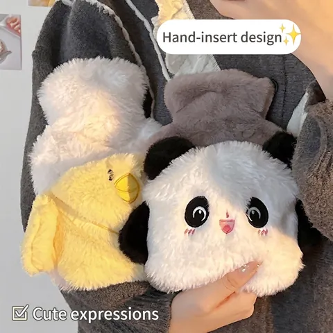 Bolsa De Agua Caliente De Peluche Con Funda De Animal Extraíble PVC Suave Calentador De Manos Antigoteo Para Cama Oficina Invierno