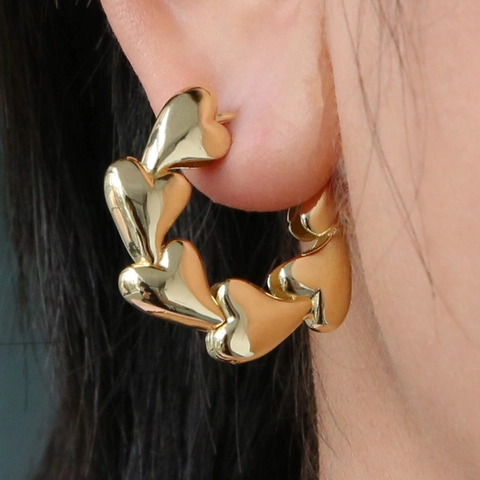 Orecchini a Cerchio a Cuore in Rame Placcato Oro 18K per Donna Orecchini Minimalisti Lucidati a Forma di Cuore Gioielli di Moda