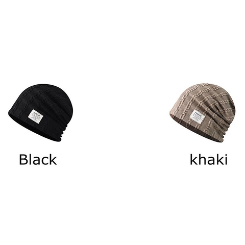 Bonnet En Maille Torsadée En Coton Chaud Élastique Hiver Skull Cap Avec Étiquette Décorative Pour Hommes Femmes Extérieur