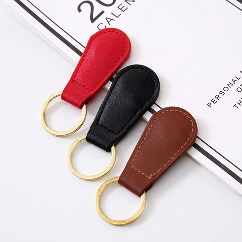 Minimalistischer Magnetischer PU Leder Schlüsselanhänger Mit Goldenem Legierungsring Für Auto Und Hausschlüssel Business Retro Stil