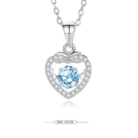 925 Sterling Silver Dancing Heart Pendant Necklace For Women Sparkling Zirconia Moissanite Elegant Valentine Jewelry Gift
