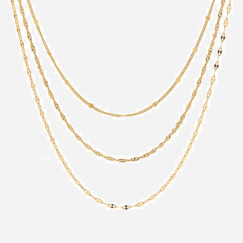 Minimalistische Roestvrijstalen Drielaagse Halsketting Voor Dames 18K Verguld Geometrische Schijf Meerstrengs Schakelketting Sieraden Cadeau