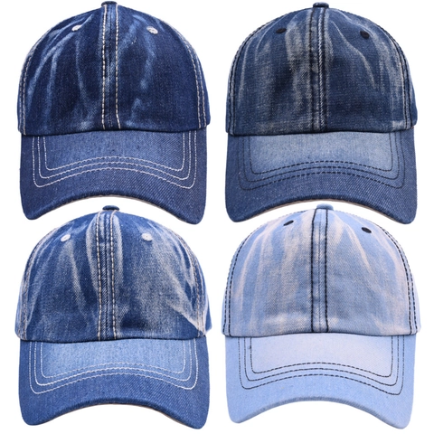 Vintage Gewassen Denim Baseballpet Voor Dames Heren Verstelbare Metalen Gesp Distressed Retro Pet Voor Buitensporten