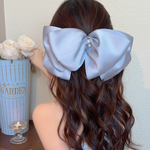 Übergroße Satin Schleife Haarklammer Große Schleife Haarspange Mit Kunstperle Elegantes Haaraccessoire Für Damen