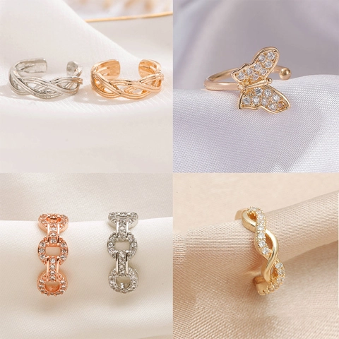 Butterfly Geometric Ear Cuffs For Women Non-Pierced Alloy Zirconia Clip On Earrings Gold Silver Plated Fashion Jewelry Gift