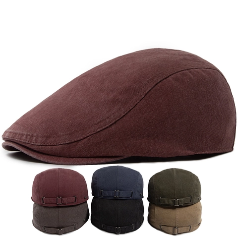Gorra Plana De Algodón Lavado Vintage Ajustable Ivy Newsboy Sombrero Transpirable Informal Color Sólido Estilo Retro Para Hombres Mujeres