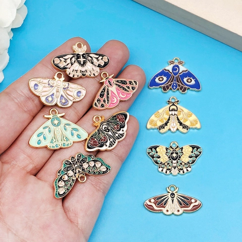 Ciondoli Farfalla Falena Lega Zinco Smalto Vintage Colorato Floreale Luna Stella Creazione Gioielli DIY Bracciale Portachiavi