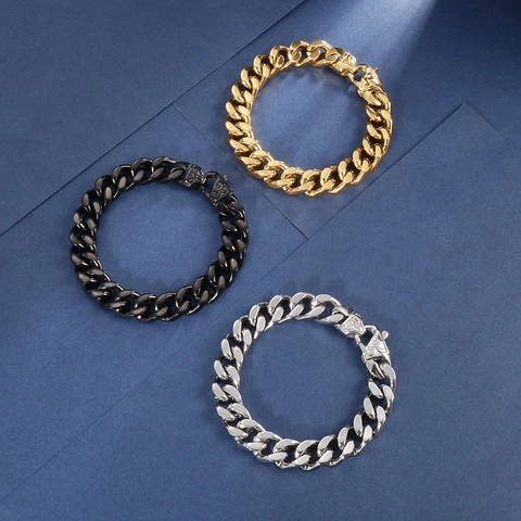 Collar De Cadena De Eslabones Cubanos Para Hombre Acero Inoxidable Hip Hop