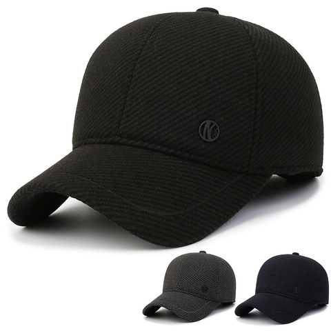 Herren Winter Baseballkappe Mit Ohrenschützer Verdickter Wollstoff Warm Winddicht Outdoor Schirmmütze Verstellbar