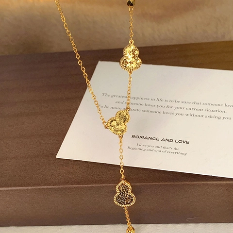 Collana Con Pendente A Zucca Rame Placcato Oro 18K Filigrana Svuotata Vintage Elegante Gioielli Da Catenina Per Claviccola Da Donna