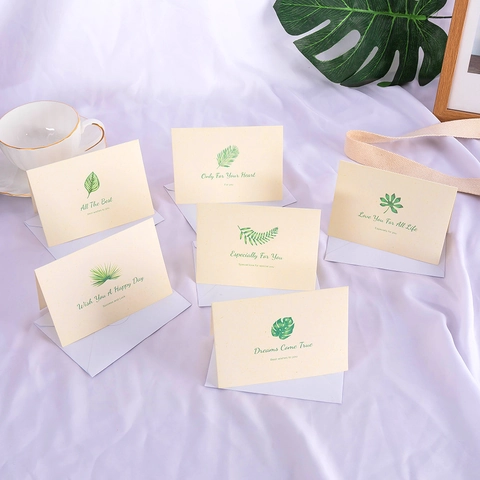 Minimalist Botanical Leaf Print Greeting Card With Envelope Textured Paper Message Card For Business Birthday Gift