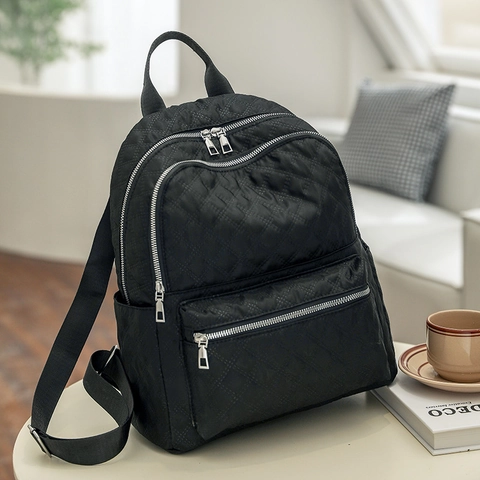 Mochila Acolchada De Rombos Gran Capacidad Nailon Impermeable Ligera Antirrobo Viaje Casual Para Mujeres