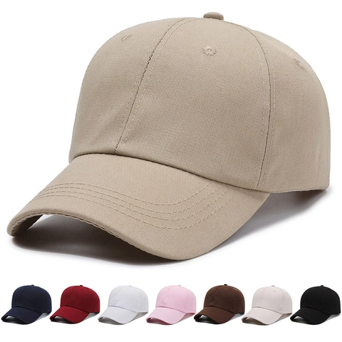 Casquette de Baseball Style Coréen Simple Couleur Unie Coton Polyester Visière Courbée Réglable Chapeau Pare-soleil Extérieur Homme Femme