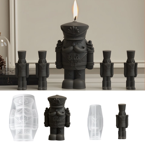 Nutcracker Soldier King Silicone Mold DIY Handmade Candle Plaster Resin Casting Mold Christmas Home Decor