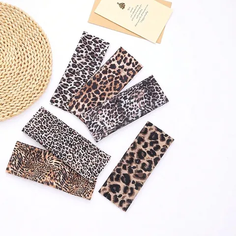 Leopard Print Headband Elastic Fabric Wide Sweatband For Yoga Sport Running Fashion Hair Accessories Women