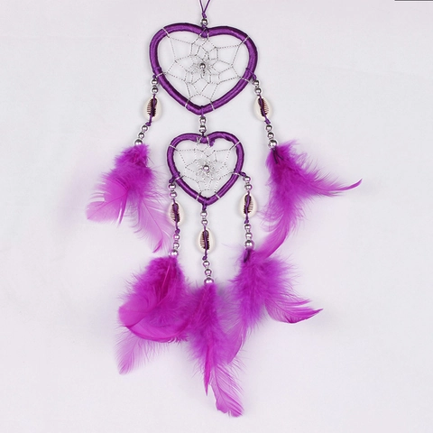 Handmade Heart Shape Dreamcatcher Feather Shell Bead Wall Hanging Decor Romantic Home Ornaments