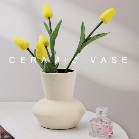 Moderner Keramik Vase Minimalistisch Nordisch Matt Geometrisch Blumentopf Für Heimdeko Künstliche Tulpen Rosen Strauß