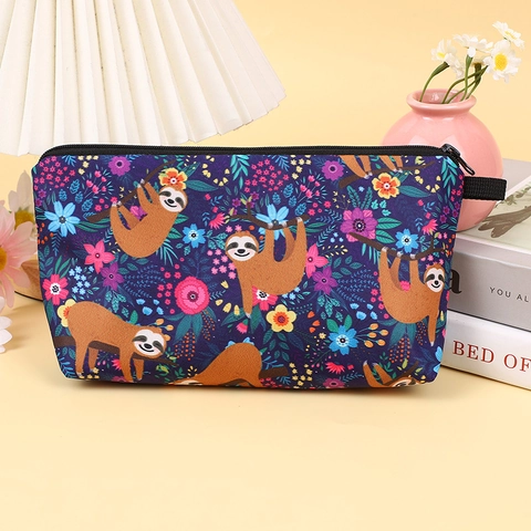 Borsa Trucco In Tela Beauty Case Da Viaggio Portatile Chiusura Lampo Motivo Stampato Organizzatore Per Donne Ragazze