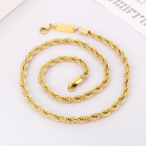 Collar De Cadena De Cuerda Hip Hop De Acero Inoxidable Con Colgante Rectangular Joyería De Cadena De Suéter Para Hombres Mujeres