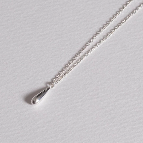 925 Sterling Silver Teardrop Pendant Necklace For Women Polished Waterdrop Minimalist Jewelry Gift Elegant Accessory