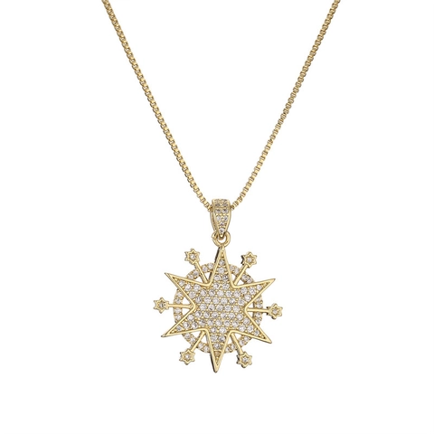 Elegante Koperen Zirkonia Geometrische Hanger Ketting Hart Ster Zon Duif Mode Sieraden Voor Vrouwen