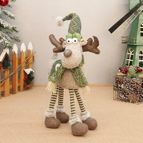 Peluche Di Renna Di Natale Figurine Di Alce In Piedi Tessuto A Maglia Con Sciarpa E Cappello Per Decorazione Tavola