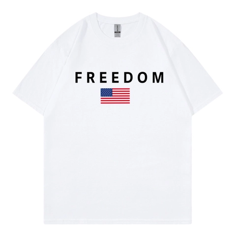 Herren Grafik T-Shirt Baumwolle Rundhals Kurzarm Freedom Print Amerika Flagge Design Locker Sommer Oberteil