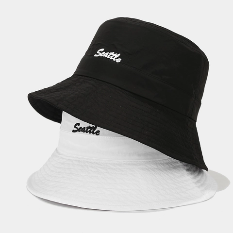Seattle Embroidered Bucket Hat Quick Dry Cotton Polyester Waterproof Breathable Outdoor Sun Hat For Men Women Casual