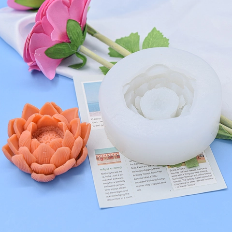 Lotusbloem Siliconen Mal Voor DIY Handgemaakte Kaarsen Zeep Gips Aromatherapie Bakken Fondant Craft Decoratie