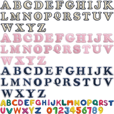 Mini Embroidery Letter Number Patches Polyester Iron On Appliques For DIY Clothing Bag Decoration Colorful Small Alphabet