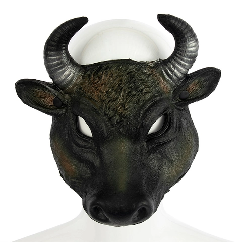 Büffel Ochsenkopf Maske PU Schaum 3D Realistisches Tier Halbgesicht Halloween Karneval Cosplay Party Requisiten