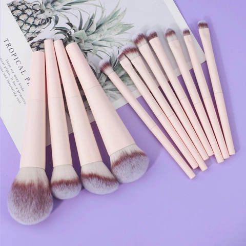 Makeup Brushes Synthetic Fiber Bristles Plastic Grip Aluminum Ferrule Professional Beauty Tools For Face And Eye Application