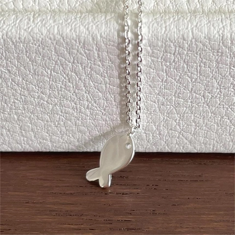 Collana Con Pendente Pesce Piccolo Argento Sterling 925 Minimalista Forma Animale Gioielli Delicati Per Donne