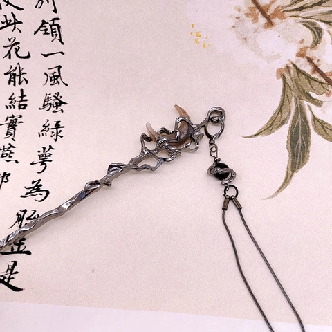 Pic À Cheveux Croissant Lune Alliage Gland Style Chinois Vintage Gothique Sombre Accessoire Cheveux Femmes
