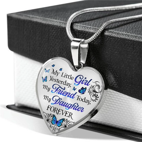 Collana Con Pendente A Cuore Lega Vetro Messaggio Sentimentale Gioielli Moda Regalo Figlia