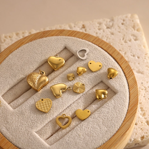 Heart Shape Pendants Stainless Steel DIY Jewelry Making Accessories 18K Gold Plated For Necklaces Bracelets Crafts