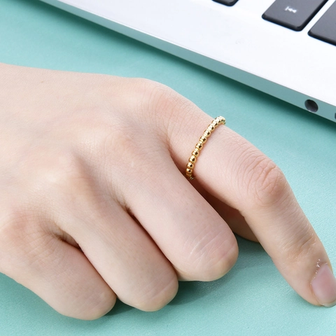 Minimalist Bead Ring Stainless Steel Polished Round Ball Geometric Band Jewelry For Women