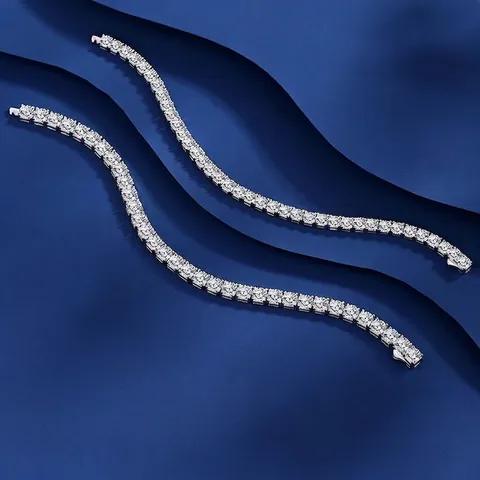 925 Sterling Silver Moissanite Tennis Bracelet For Women Men D Color Zirconia Round Inlaid Chain Luxury Fashion Jewelry Bracelet