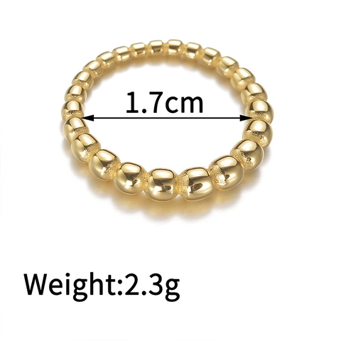 Minimalist Beaded Ring For Women 14K Gold Plated Stainless Steel Round Ball Geometric Band Waterproof Non-Fading Jewelry