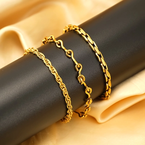 Goldbeschichtete 304 Edelstahl Fußkettchen Geometrisch Verstellbar Minimalistische Mode Körperschmuck Für Damen