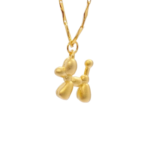 S925 Sterling Silver Balloon Dog Pendant Necklace For Women Minimalist Gold Plated Animal Puppy Jewelry Daily Fashion Accessory