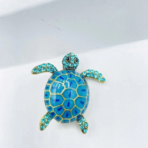 Broche Tortue De Mer Vintage En Alliage Épinglette Animal Émail Et Strass Bijoux Créatifs Accessoires Unisexes