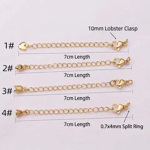 Catena Estensione Rame Placcato Oro Collana Bracciale Estensore Con Chiusura Aragosta Ciondolo Cuore Per Gioielli DIY