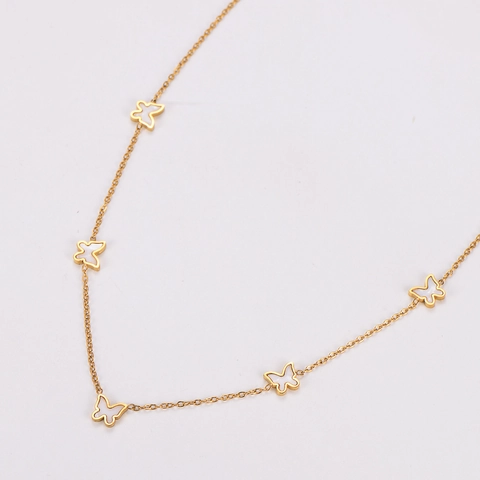 Collana E Orecchini Farfalla Placcato Oro 18K Acciaio Inossidabile 304 Gioielli Delicati Elegante Donna
