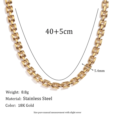 Collana In Acciaio Inossidabile Placcato Oro 18K Catena A Maglie Rettangolari Gioielli Geometrici Minimalisti Per Donne Regolabile