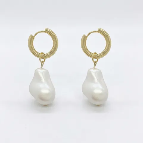 Franse Retro Barokke Kunstparel Oorbellen Voor Dames Roestvrij Staal Goud Zilver Vergulde Waterdruppel Hoop Oorbellen Sieraden