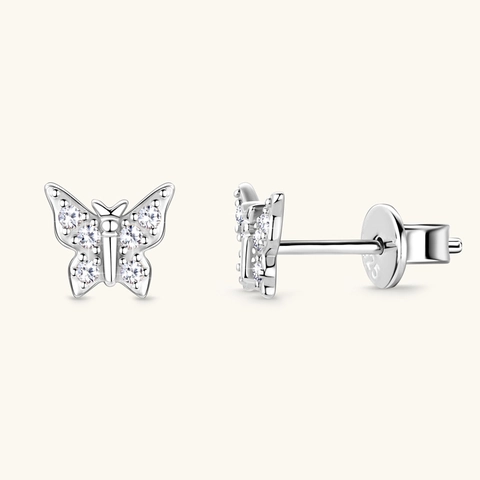 S925 Sterling Silver Moissanite Butterfly Stud Earrings For Women Korean Style Gold Silver Plated Elegant D Color VVS1 Jewelry