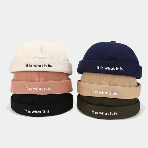Retro Docker Hat Baumwolle Randlose Miki Kappe Mit Stickerei Verstellbar Streetwear Hip Hop Stil Für Herren Damen