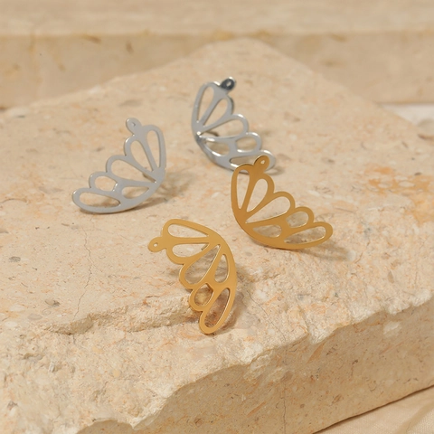 Schmetterlingsflügel Ohrstecker Hohl 316 Edelstahl Vakuumvergoldet Elegant Minimalistisch Zierlich Schmuck Damen